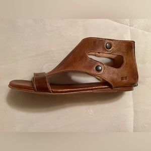 Bed Stu Soto Tan Leather Zip Back Flat Sandals